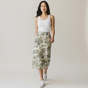 Talbots Womens‎ Petite Size 4 Floral Lined Irish Linen Maxi Pencil Formal Skirt